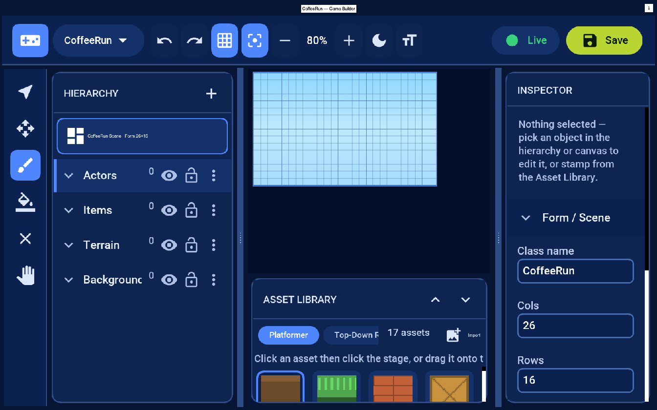 A new 2D platformer scene